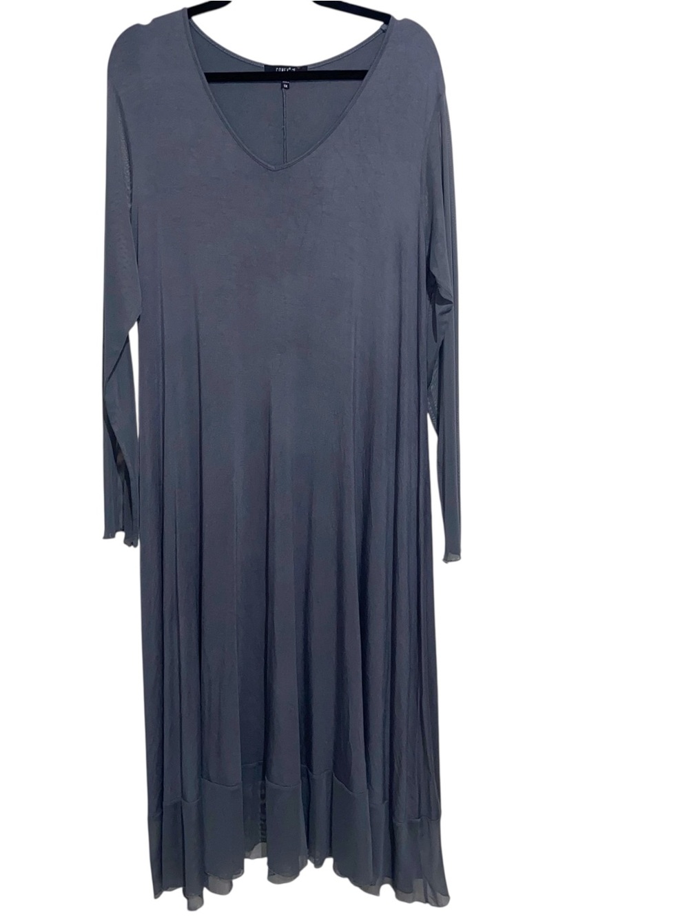 Comfy USA Dress Womens Size 1X Sheer Mesh Sleeves Vneck Stretch Artsy Lagenlook